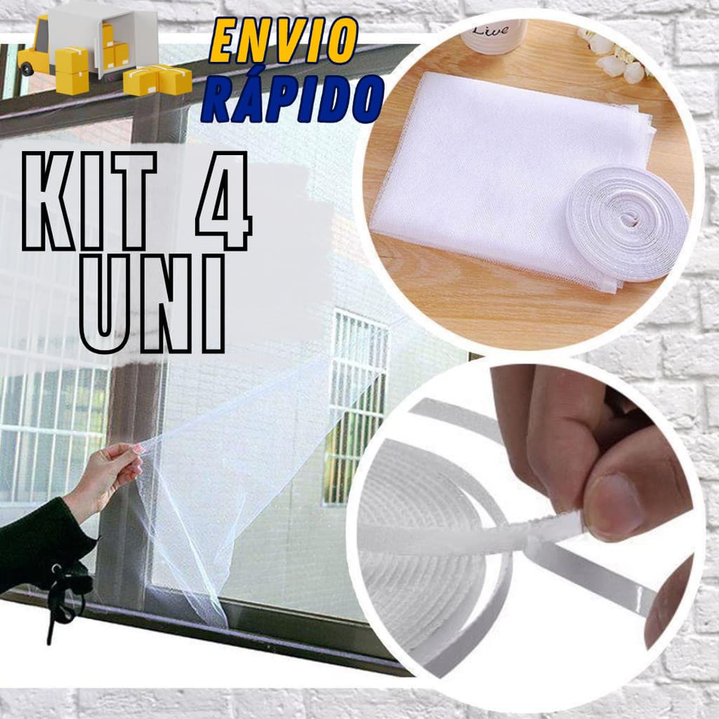 Kit 4 Telas Mosqueteiro Mosqueteira Com Velcro Anti Insetos Pernilongo Mosquitos Para Janelas