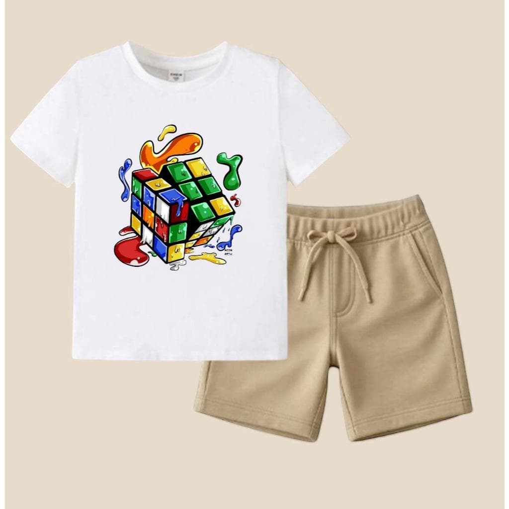 Conjunto Infantil Masculino Camiseta e short Varias estampas Cubo Magico
