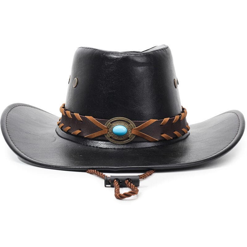 2025 Novos Chapéus de Cowboy Ocidentais em Couro Sintético Unissex, Chapéus Vintage para Cavalheiros, Chapéu Panamá Cowg