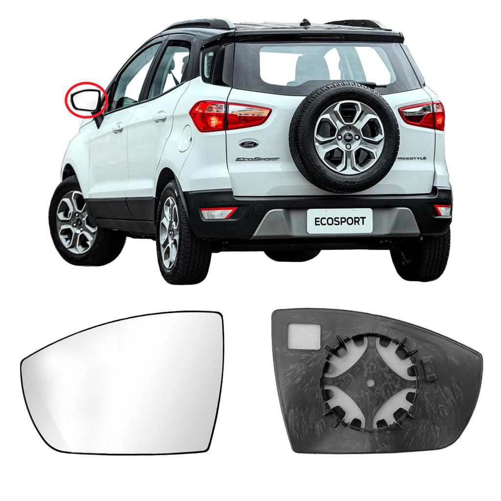 Lente Retrovisor Esq Ford Novo Ecosport 2013 a 2022 Original