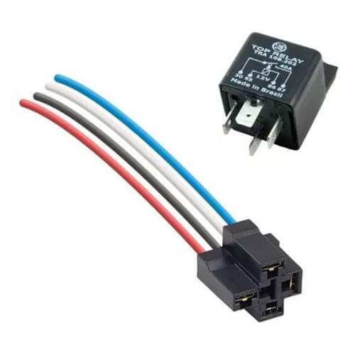Rele Auxiliar Automotivo 4 Pinos 12v 40a + Plug Soquete