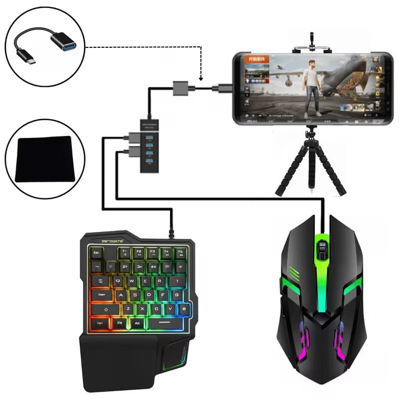 Teclado Gamer Luminoso Ergonômico Teclado de Uma Mão！