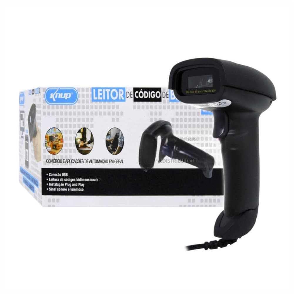 LEITOR DE CODIGO DE BARRAS / QR CODE / 1D 2D / USB KNUP KP-1027