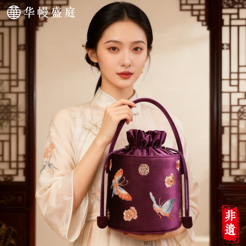 Huamanu Shengting novo estilo chinês bordado saco bolsa senhoras balde bolsa High-End estilo chinês saco do mensageiro