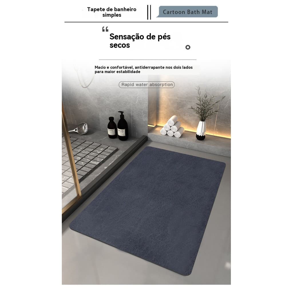 Tapete de Chão de Lama Diatomácea para Banheiro, Tapete de Absorção de Água de Secagem Rápida para Casa