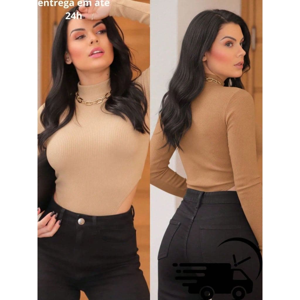 body feminino manga longa gola alta suplex liso básico simples confortável moderno elegante fashion casual chic modinha