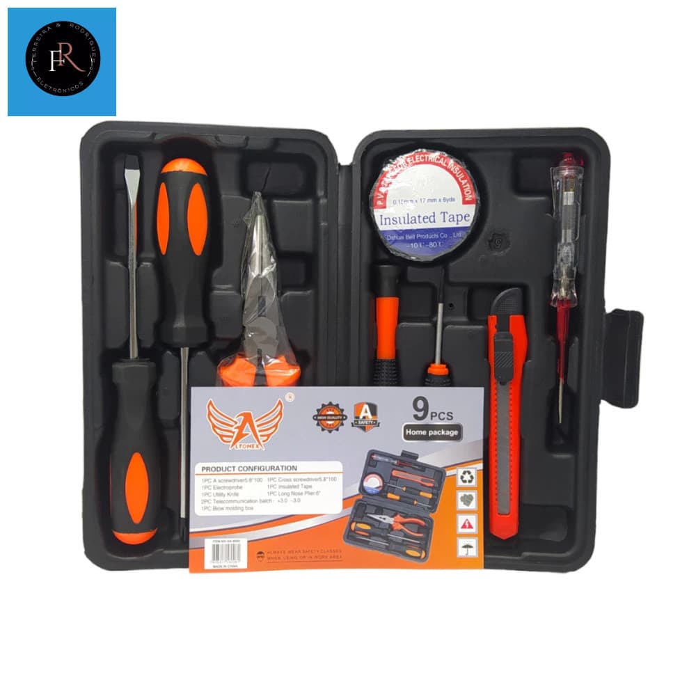 Ferramenta Maleta com Kit de 9pcs Ferramentas Essenciais Altomex AK-8008