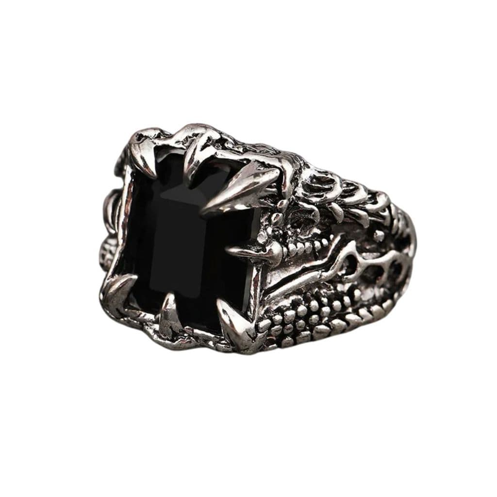 Anel Ajustável Garra Gótico Rústico Viking Aço Inox Pedra Medieval Resistente Dragão Sombrio