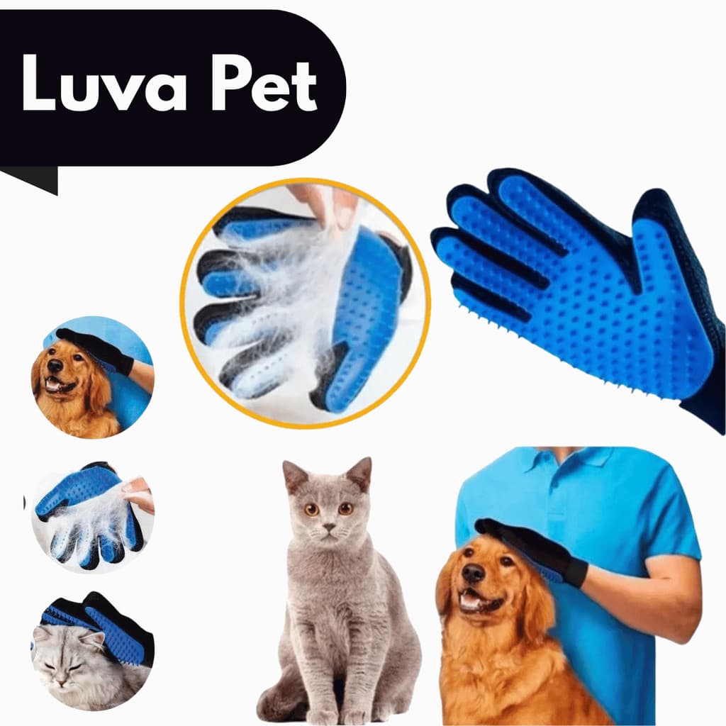 Luva Escova Pet Tira Remove Pelo Cachorro Gato