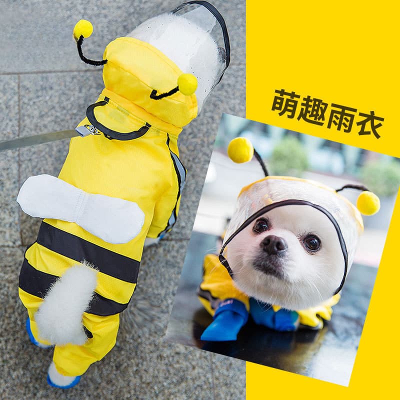 Capa de chuva para cachorro, quatro pernas, à prova d'água, tudo incluído, Poncho de pelúcia, roupas para dias chuvosos,