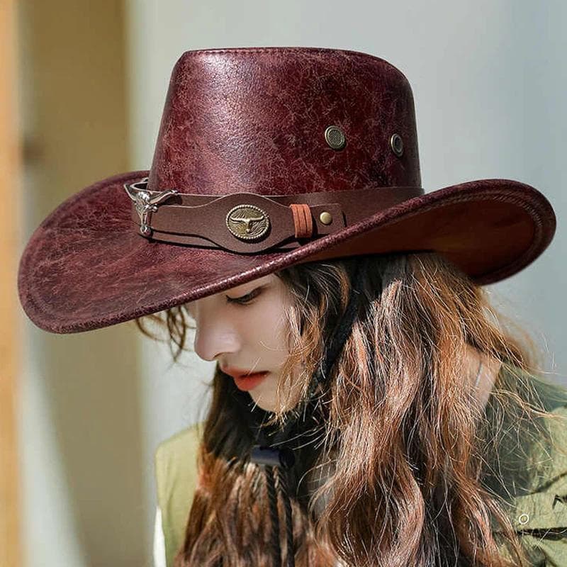 Chapéu de Cowboy Ocidental para Mulheres e Homens, Chapéu Equestre de Topo Reto, Chapéu Panamá, Chapéu de Cowboy e Cowgi