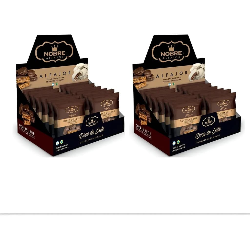 Kit alfajor Nobre com 2 caixas Pretas meio Amargo