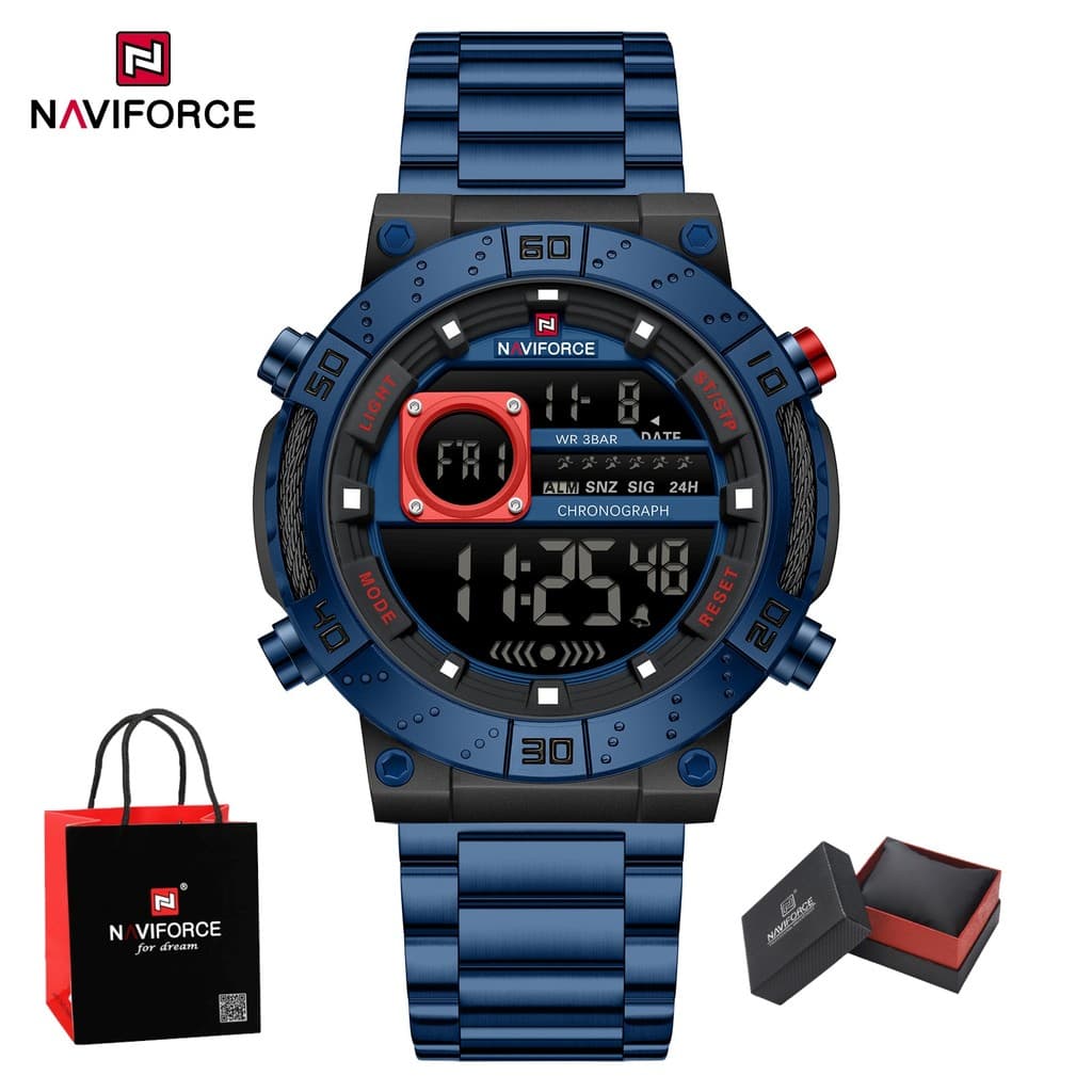 NAVIFORCE Homens Luxo Relógio De Pulso De Quartzo À Prova D'água Auto Day Relógios De Negócios Cronógrafo Pulseira De Aç