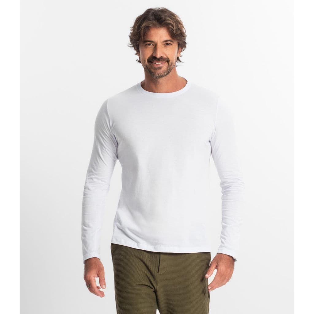 Camiseta Manga Longa Meia Malha Diametro Branco