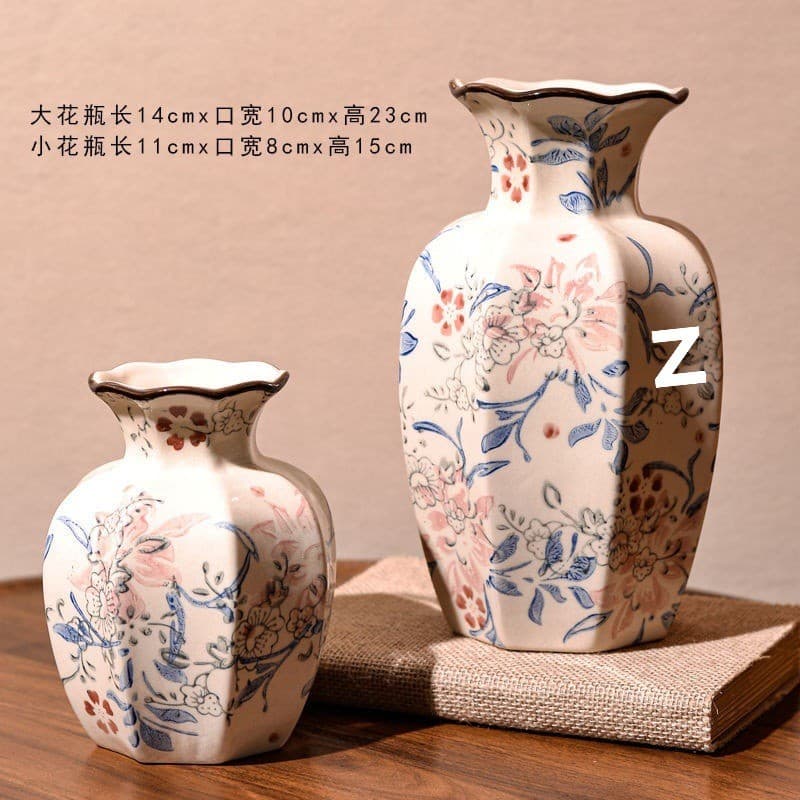 Chinês de alta qualidade azul branco porcelana Retro entrada vaso cerâmica casa sala estar arranjo flor decoração orname