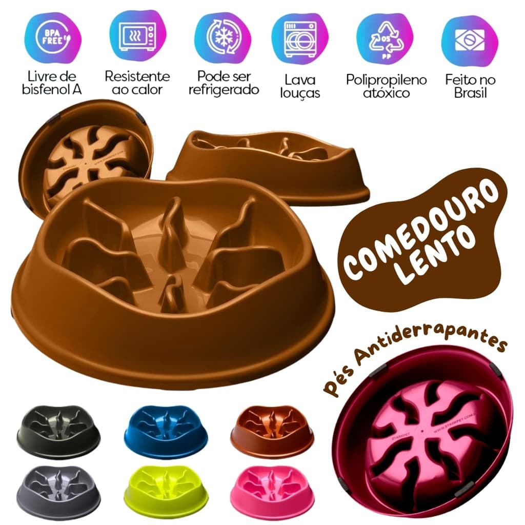 Comedouro Lento Tigela Ração Stark Cachorro Pet Cães