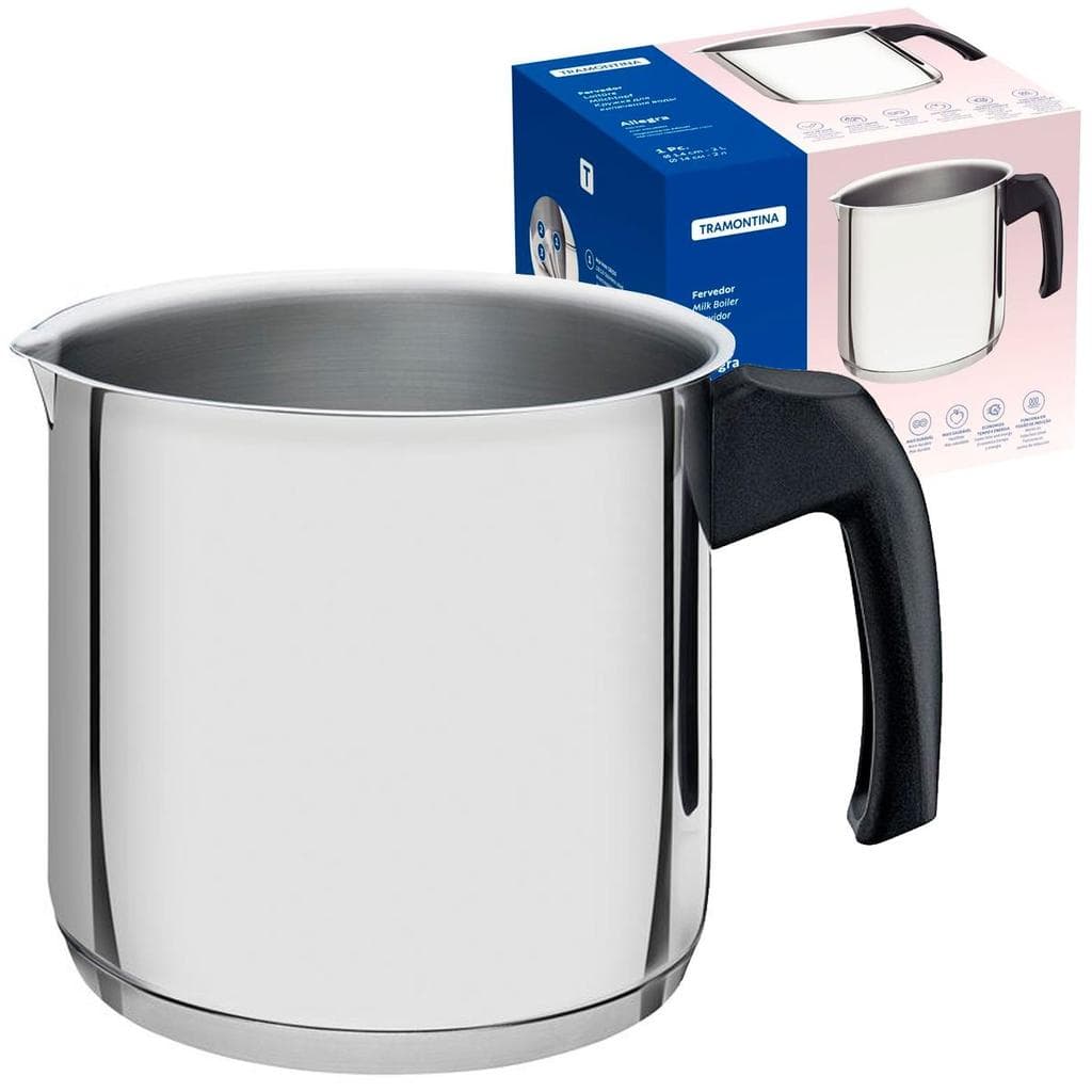 Fervedor Caneca Tramontina Allegra Fundo Triplo em Aço Inox com Cabo de Baquelite 14 cm 2 Litros