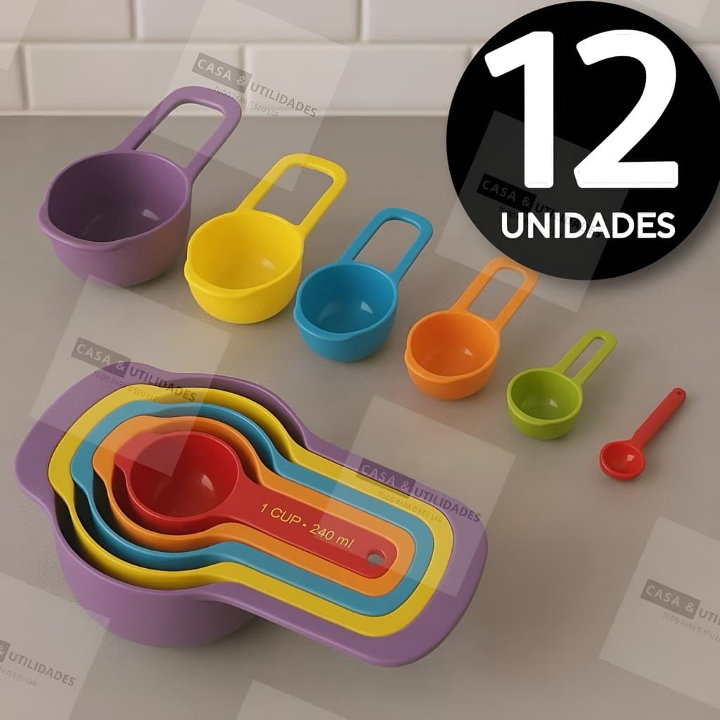 Colheres Medidoras 12 peças Medida, medidor Bolo Cozinha Confeitaria