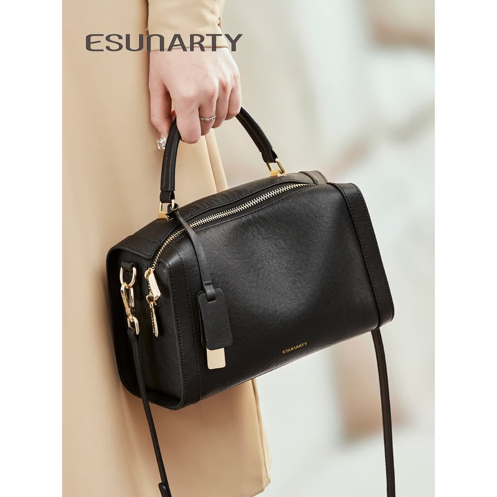 Bolsa de couro genuíno feminino 2025 novo estilo nicho Design High-End Commuter saco do mensageiro Boston travesseiro sa