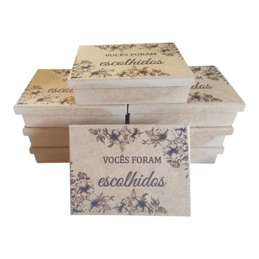10 Caixas 20x15x5 Convite Decorada em MDF para Padrinhos Vocês Foram Escolhidos
