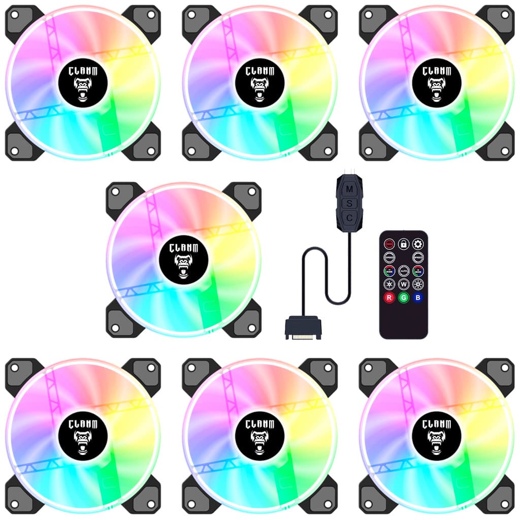 Kit 7 COOLER FAN Gamer Vex Led ARGB + Controladora CLANM