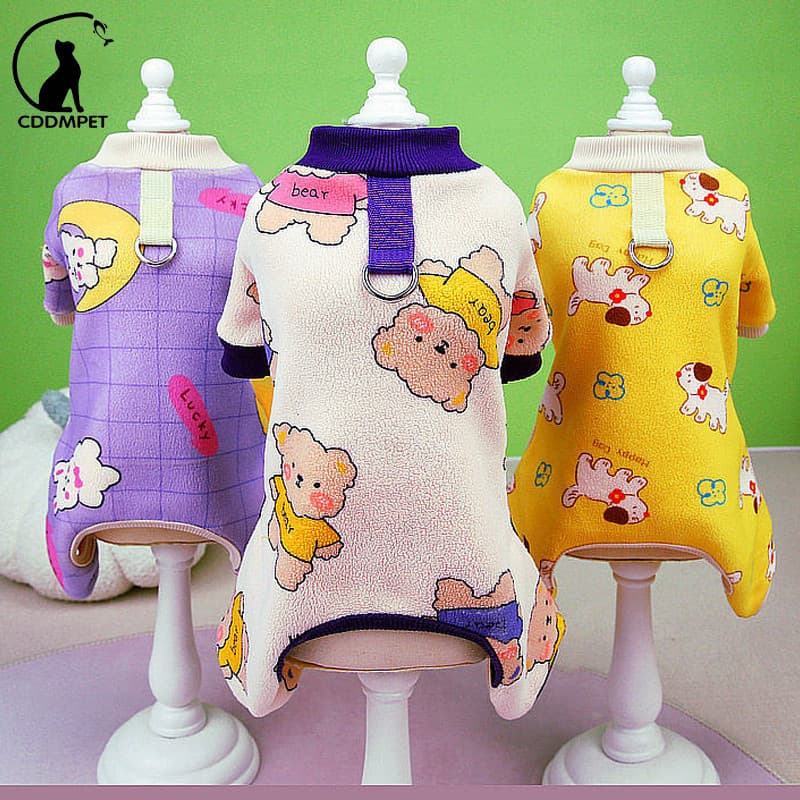 Macacão De Lã Quente Para Animais De Estimação Cachorro Pequeno Gato Roupas De Inverno Colete Macio Pijama