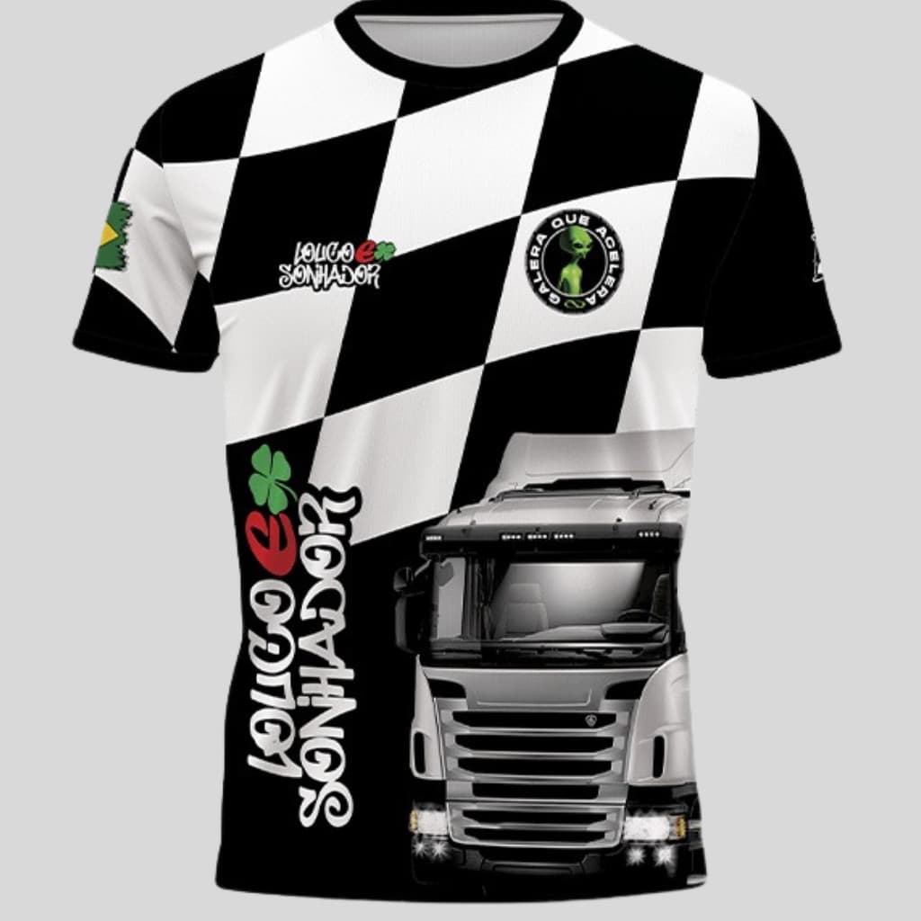 Camiseta Caminhoneiro Louco e Sonhador Camisa Caminhão