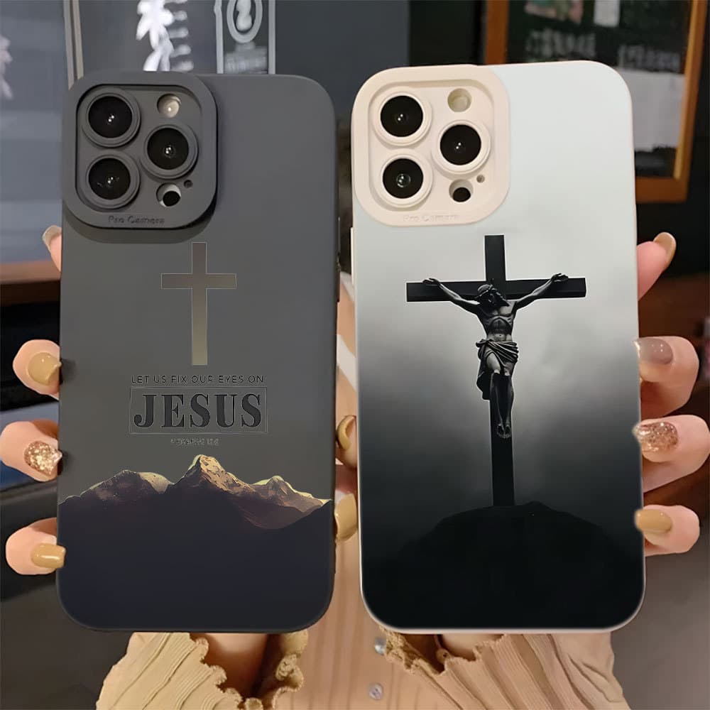 Capa Capinha Para iPhone 17 Ar 16 15 14 Plus Pro Max Silicone Fosco Proteção De Lente Anti-Impacto Jesus