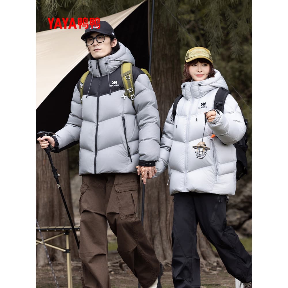 Pato pato genuíno solto jaqueta das mulheres dos homens mesmo estilo 2026 inverno novo produto ao ar livre contraste cor