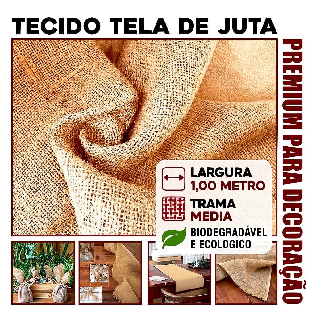 Tecido Tela Juta 1m Largura Tecido Natural Artesanato Decoração