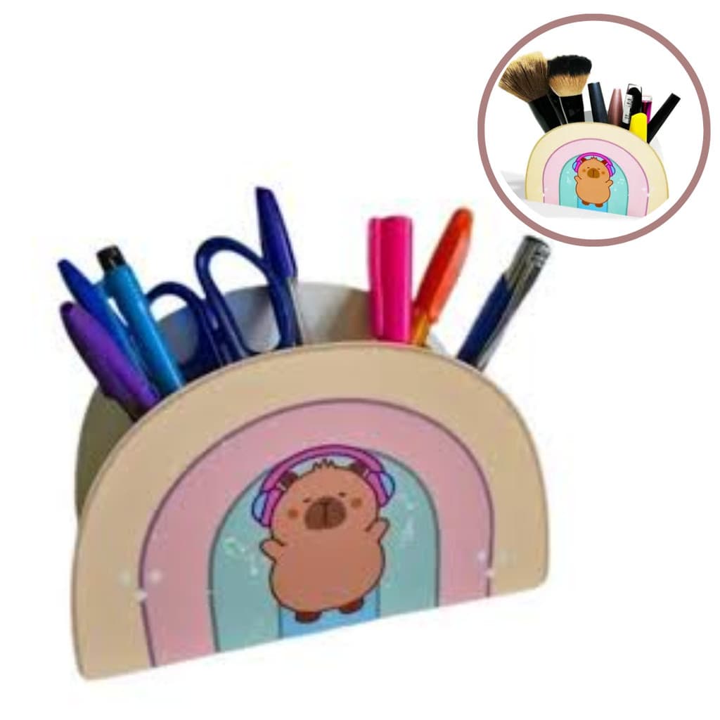 Porta Caneta duplo capivara arco- íris