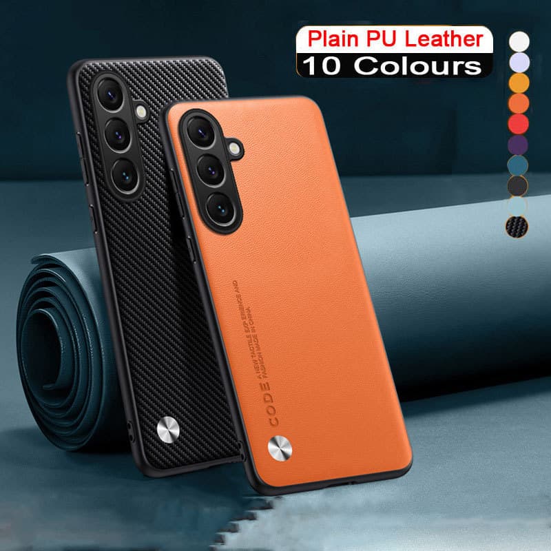 Capa De Couro PU De Fibra De Carbono Para Samsung A57 A37 A17 A07 Fosco Anti-Choque Simples Galaxy A37 A57