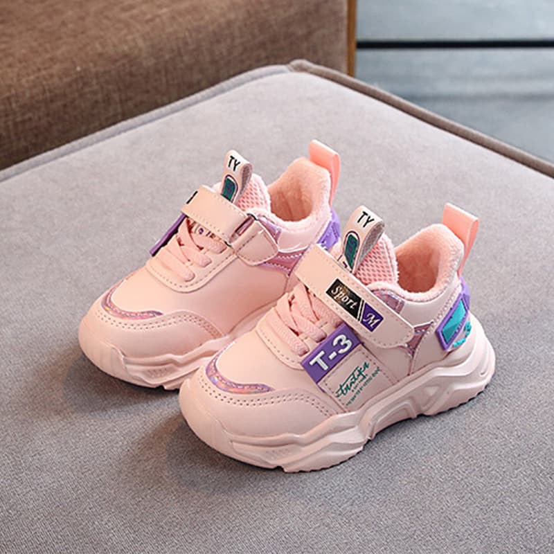 Crianças sapatos crianças 2025 outono inverno forro de lã meninos médio pequeno crianças tênis de superfície de couro fe