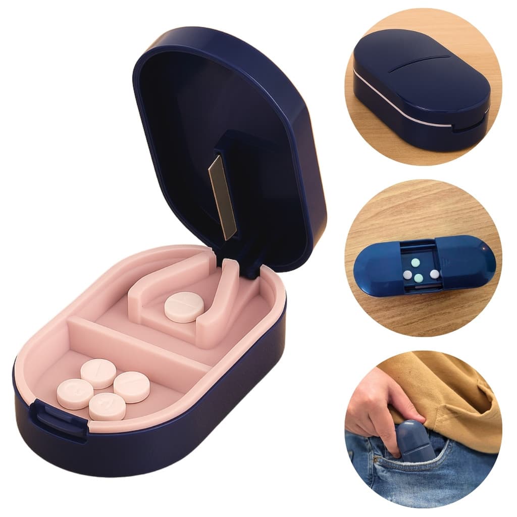 Cortador de Comprimidos Multiuso e Porta Capsulas Portátil