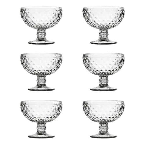 Conjunto Taça Sobremesa Vidro Vintage 6 Unidades Bico Abacaxi Decoração Mesa