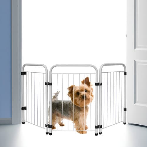 Cercado Portátil Portão Grade Proteção Pet Cachorro Cor Branco até 102cm