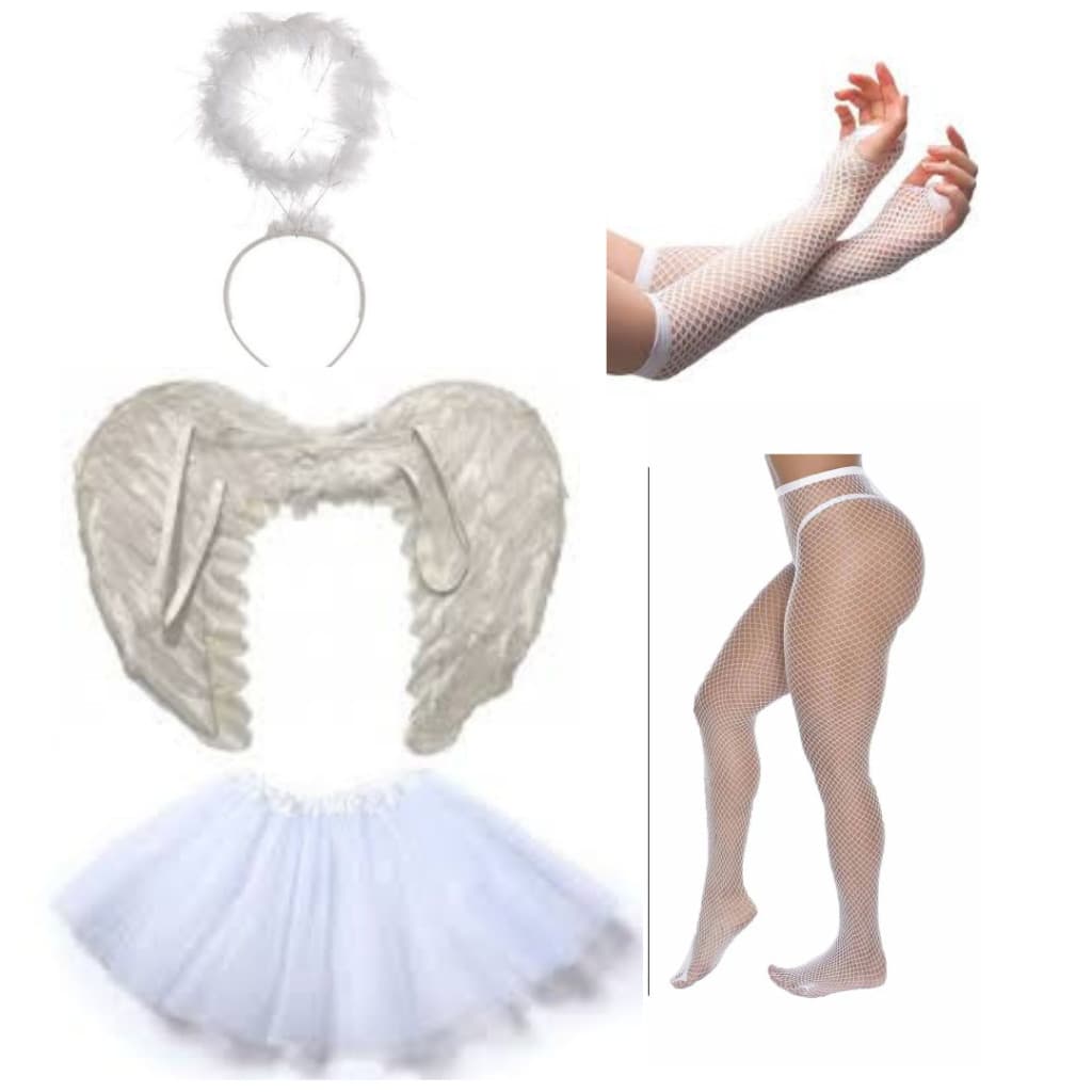 Kit Anjinho Preto e Branco Com 5 Peças Carnaval Halloween