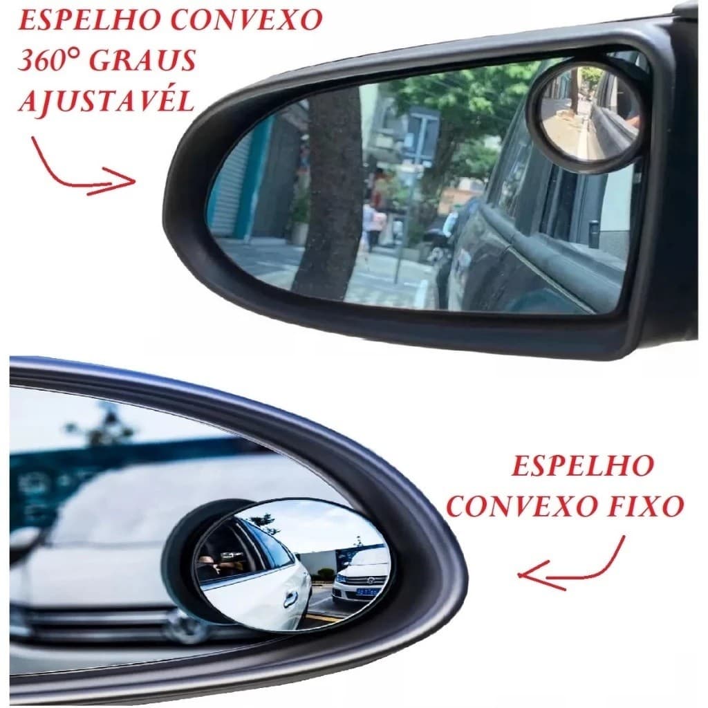 Conjunto De 2 Espelho Para Retrovisor  5,2CM Fixo Ou Regulável Convexo Carro Caminhão Automóveis