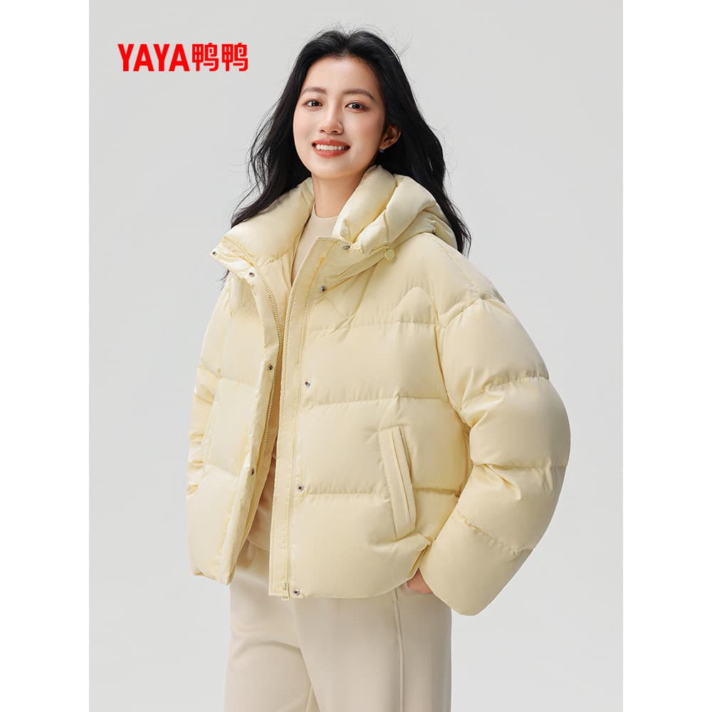 Pato pato genuíno curto para baixo jaqueta feminina 2026 inverno novo estilo moda tendência engrossado à prova de frio j