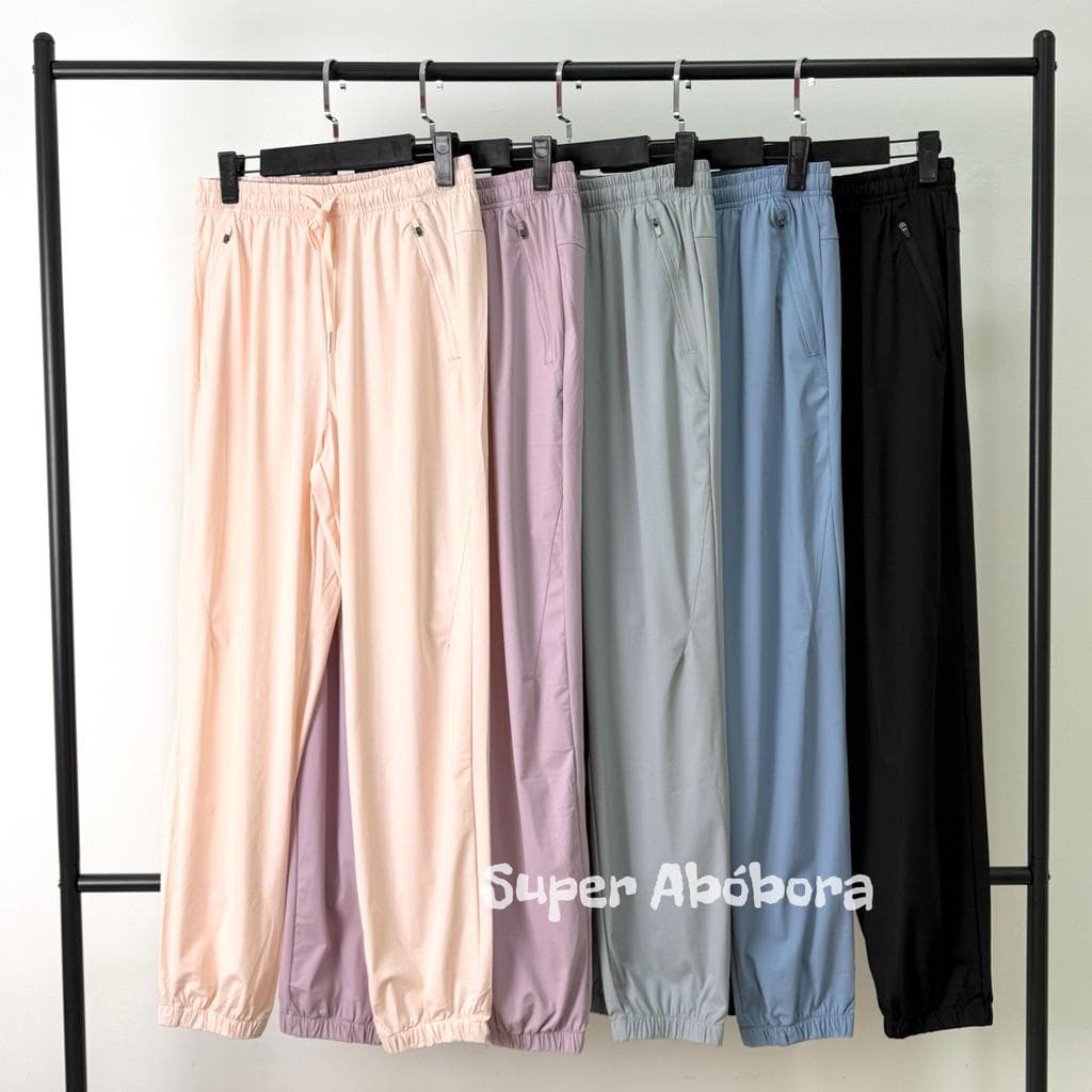 Calça Seda de Gelo de Cintura Média Elástica para Mulheres, Calça Casual ao Ar Livre Refrescante com Zíper e Bolso