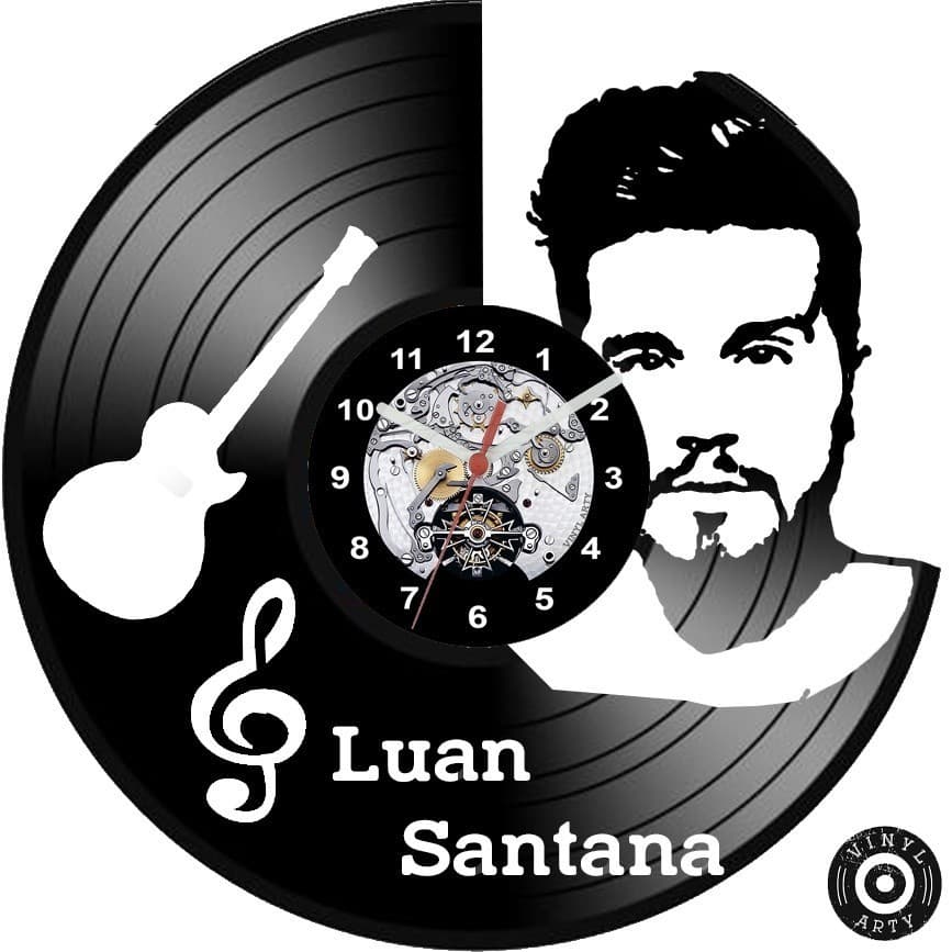Relógio  de parede Luan Santana feito em disco De Vinil - Relógio De Vinil Disco Lp