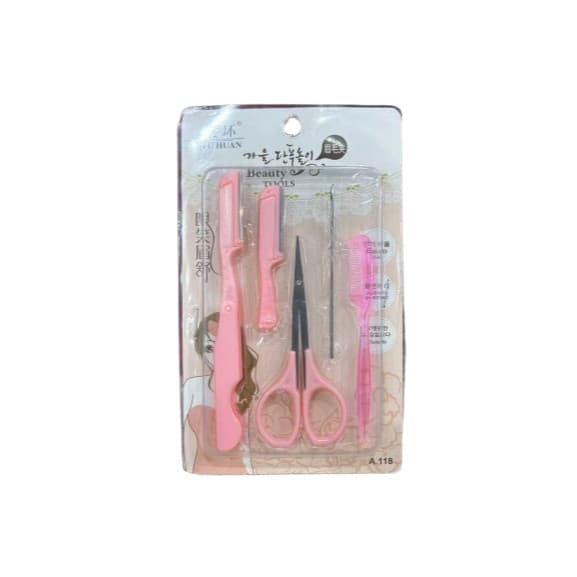 Kit sombrancelhas 5 peças /Navalha/ Tesoura/Espátula/Pente.