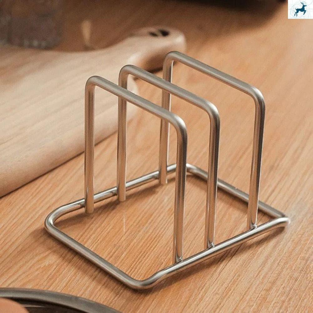 Suporte Para Tábua De Corte De Aço Inoxidável De 2 Seções-Tampa De Panela À Prova De Ferrugem E Economiza Espaço