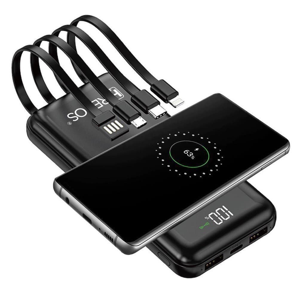 CARREGADOR 10000MHA  POWER BANK  INDUÇÃO UNIVERSAL 4 cabo Sem fio Bateria Carga