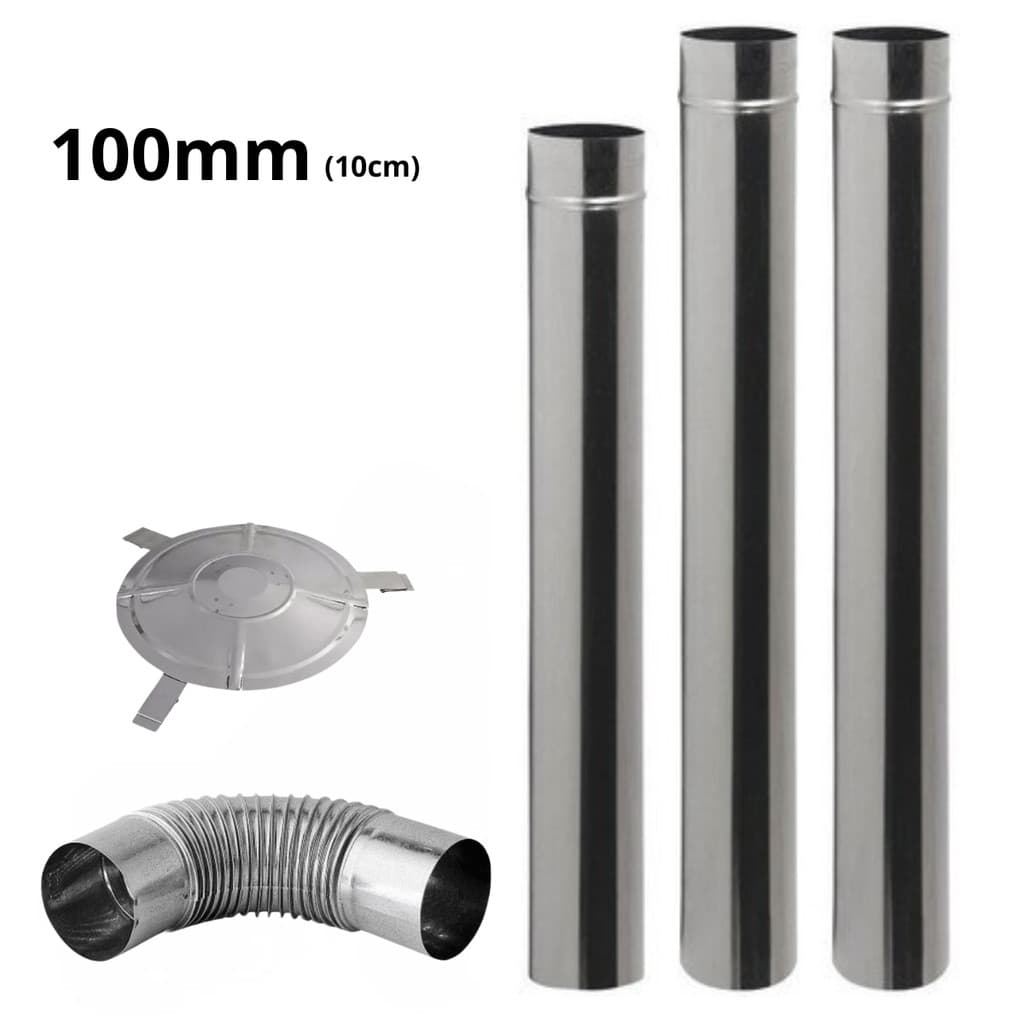 Kit Chaminé  Fogão a Lenha 5 Peças 100mm  Galvanizado c/ Curva