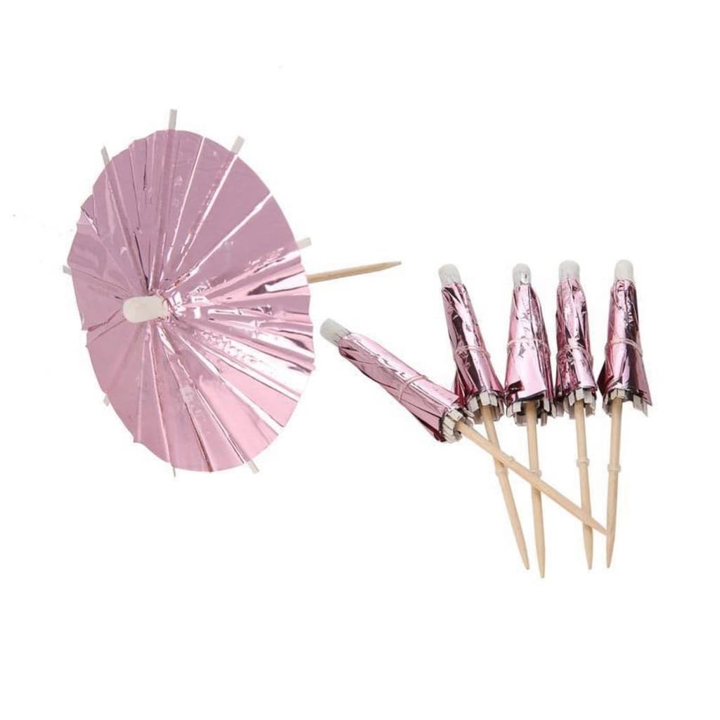 Palito Decoração Guarda Chuva Para Drink Copo Rose C/12 Unid
