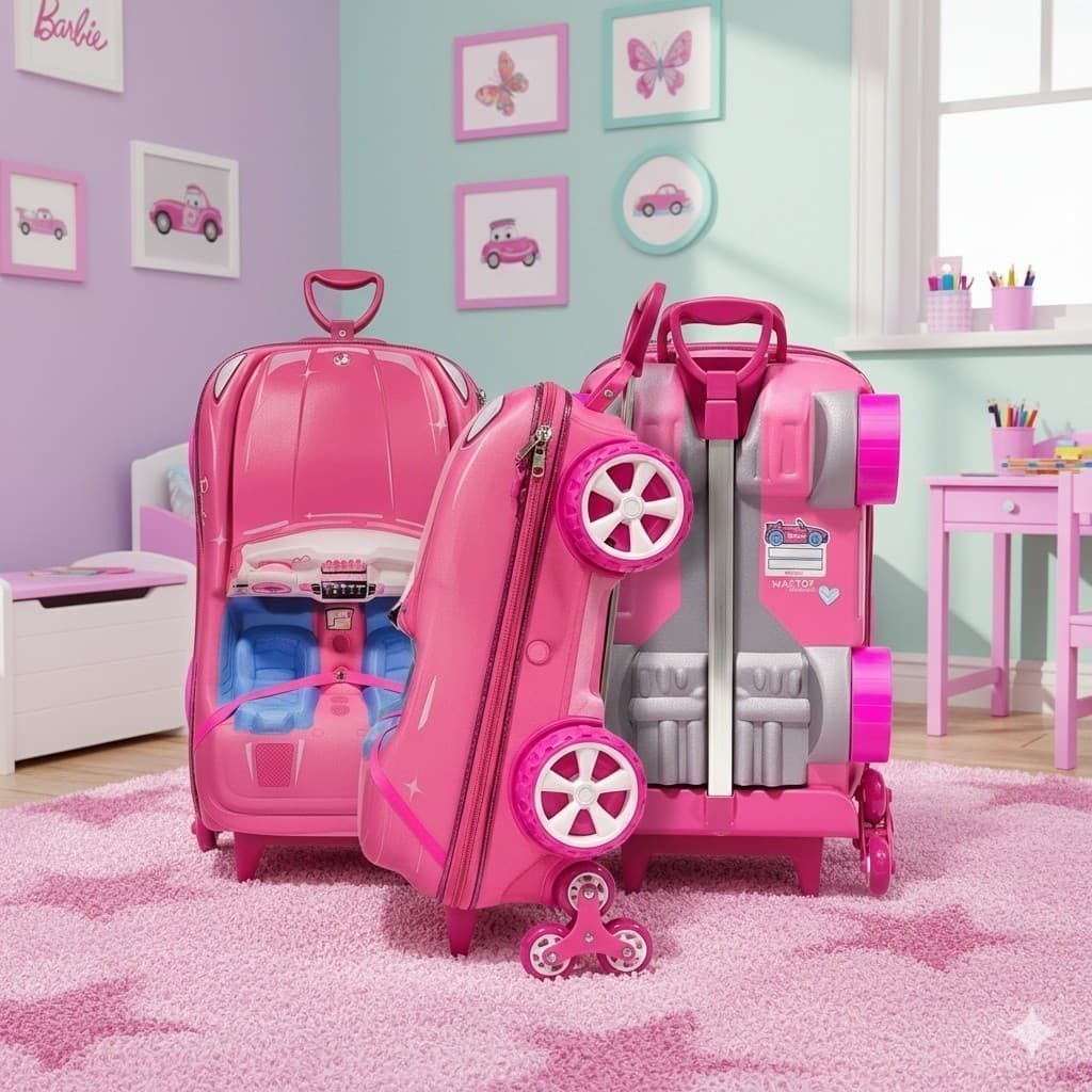 Mala Infantil Barbie Conversível 3D Mochila para Viagem Mochila Rosinha organização