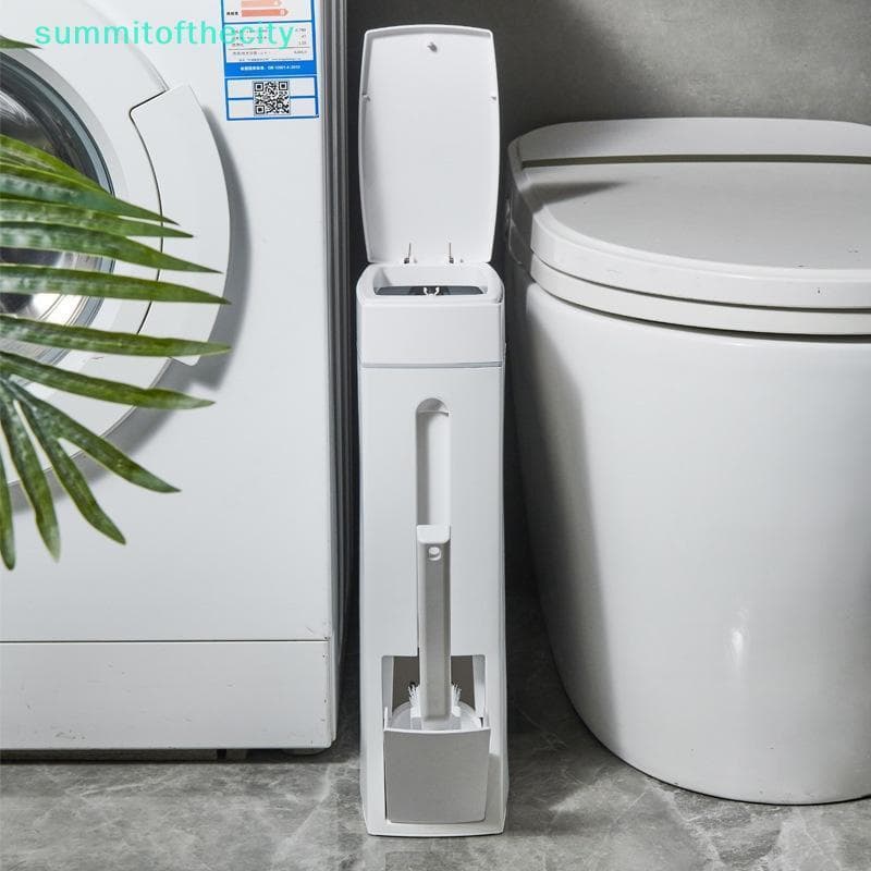 Lixeira De Prensa Que Economiza Espaço Com Suporte Para Escova De Vaso Sanitário Embutido , Design Minimalista Moderno D