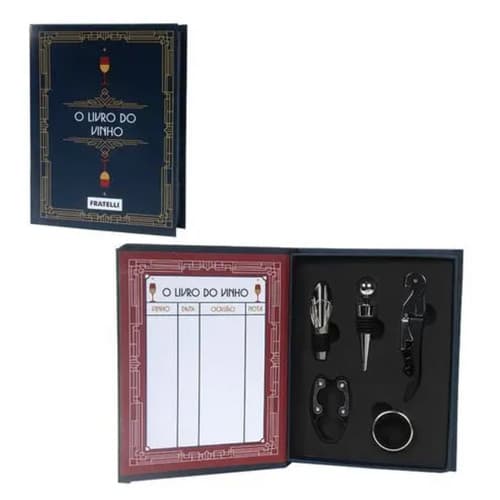 O Livro do Vinho Kit Completo - 5 Peças anel tampa fospensador saca rolhas