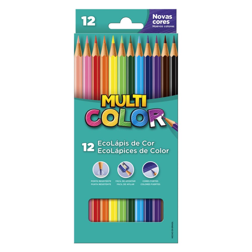 Lápis de Cor Faber-Castell Multicolor 12 Cores Vivas